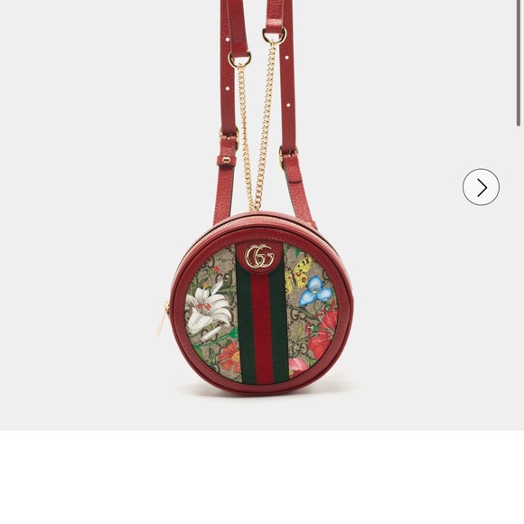 Authentic Gucci Red GG supreme Canvas and Leather Mini Floral Ophidia Backpack - Picture 3 of 12